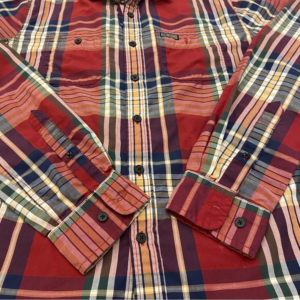 U.S. Polo Assn. | Dress Shirt | Sz M | Plaid Long Sleeve | Slim Fit - Picture 7 of 8